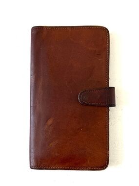 Vintage COACH Brown Checkbook Unisex Wallet Bi-Fold Card Case USA